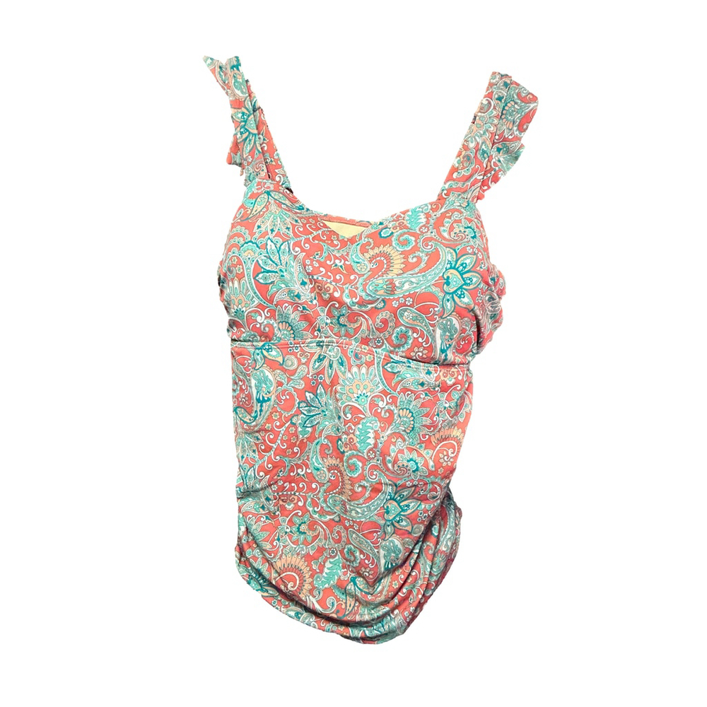 Isaac Mizrahi Live Paisley Tankini Top Ruched Ruffle Size 20W - Picture 2 of 8